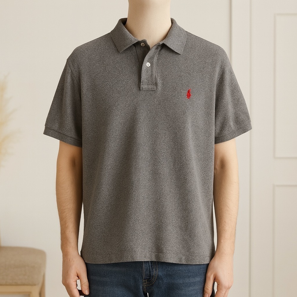 Polo Ralph Lauren Classic Fit Heather Gray Piqué Polo XXL Classic Americana - Picture 12 of 12